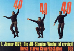 Plakat des ÖGB zur Einführung der 40-Stunden-Woche 1975