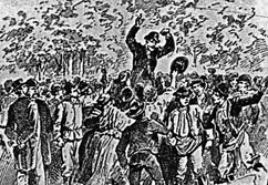 Plakat aus den 1880er-Jahren, als fast alle ArbeiterInnenvereine verboten waren, und es zu spontanen Streiks kam.