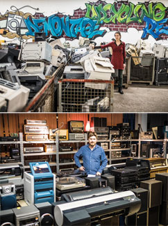 Im Demontage- und Recycling-Zentrum (DRZ) werden alte Stereoanlagen, Plattenspieler und alte Radios repariert und im Shop verkauft.